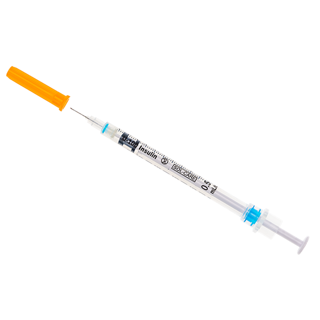 Insulin Syringe with Fixed Needle, Box of 100 - 27G